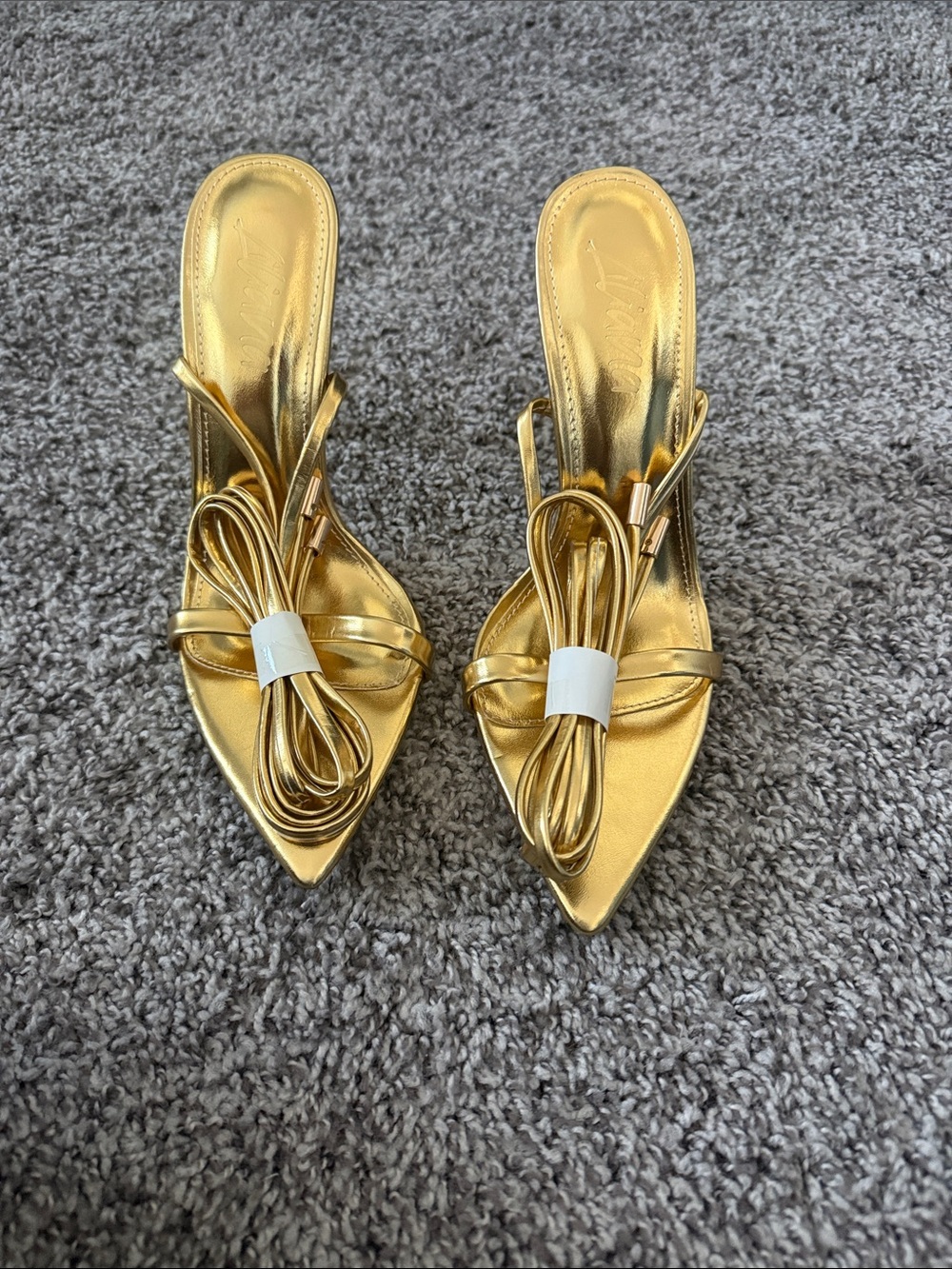 Women's Metallic Gold Pointed Toe Slide Heels